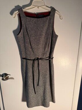 Sleeveless wool herringbone sheath dress